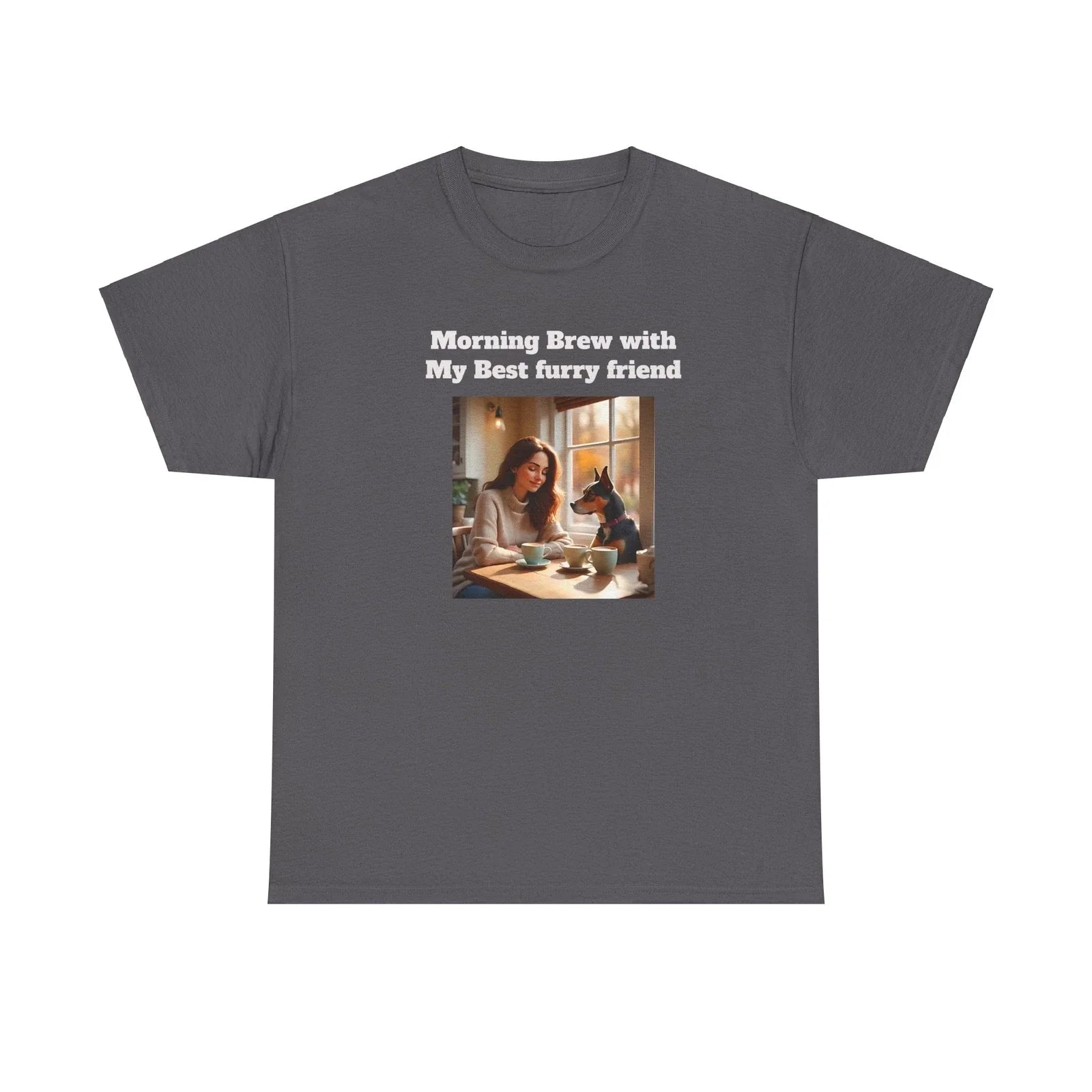 Coffee Lovers T-Shirt - Women with Dog Design