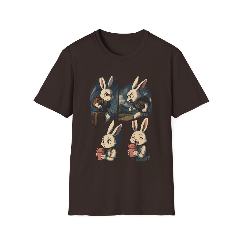 Coffee Lovers Fun Comic T shirt Featuring Bunny Vintage T