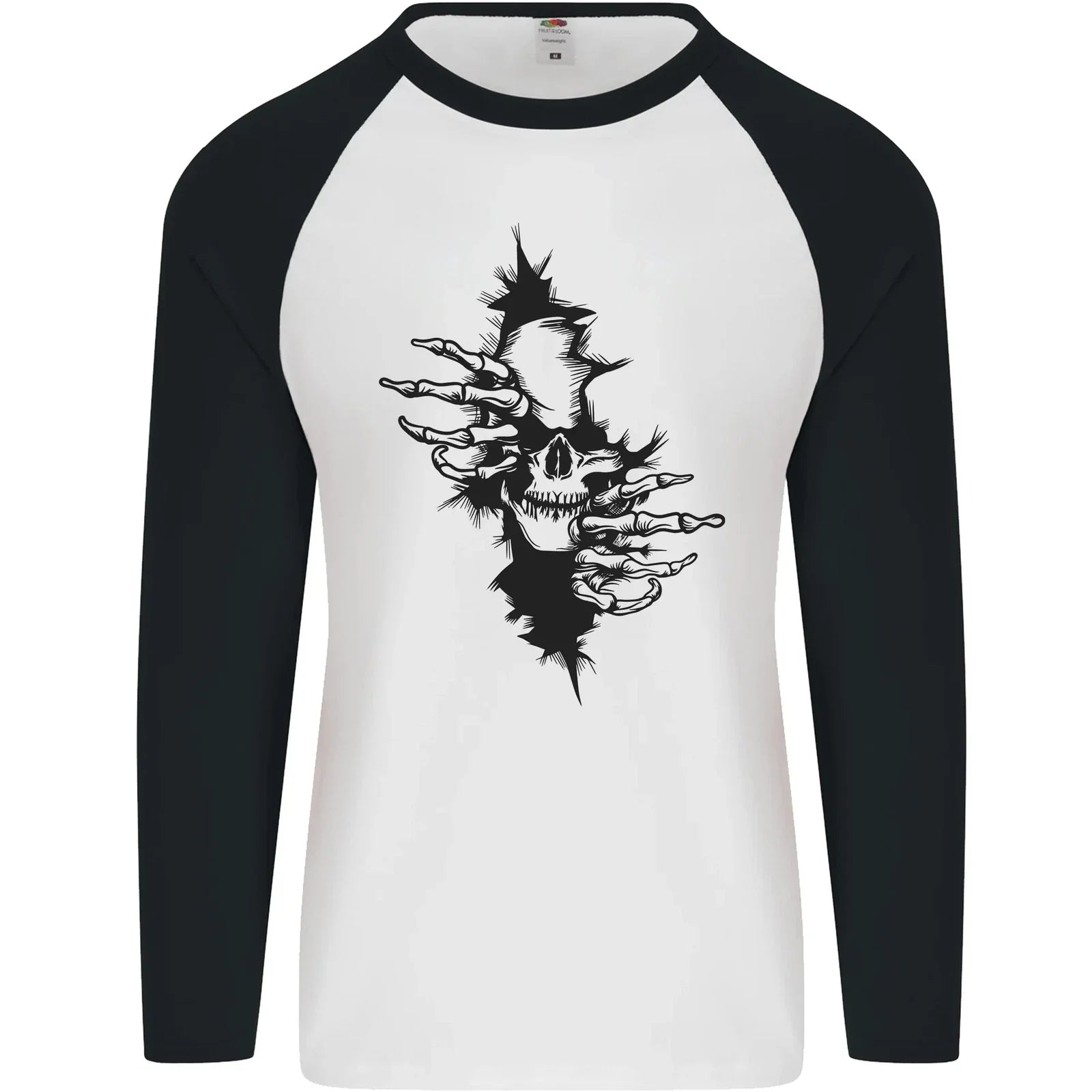 A Skull From a Ripped Shirt Gothic Goth Biker Mens L/S Baseball T-Shirt