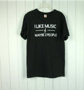 Mens Hanes Premium Black Custom Design I Like Music Tee Shirt Small