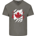 Torn Canada Flag Canadian Day Football Mens V-Neck Cotton T-Shirt