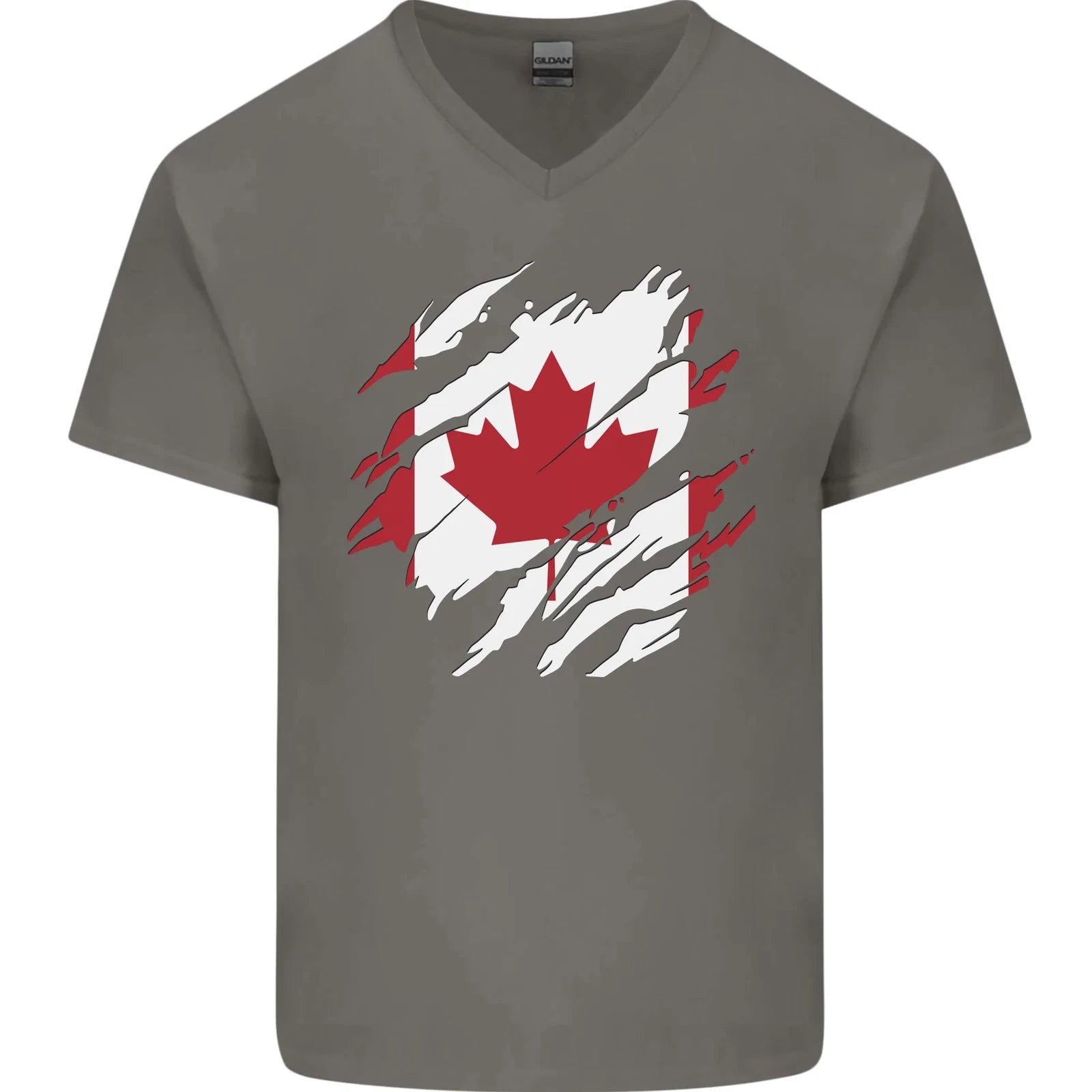 Torn Canada Flag Canadian Day Football Mens V-Neck Cotton T-Shirt
