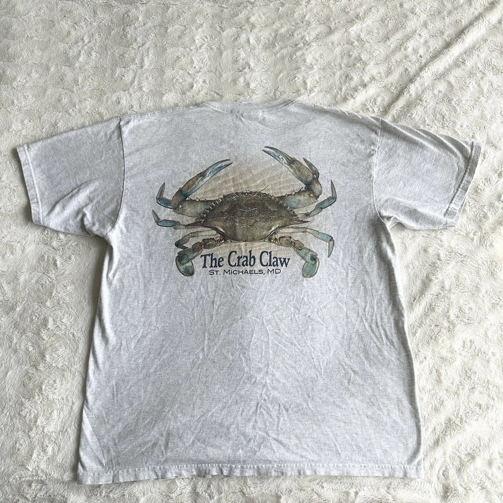 St Michaels Maryland Shirt Tee Mens XL Gray Blue Crab Claw Restaurant Fish Y2K