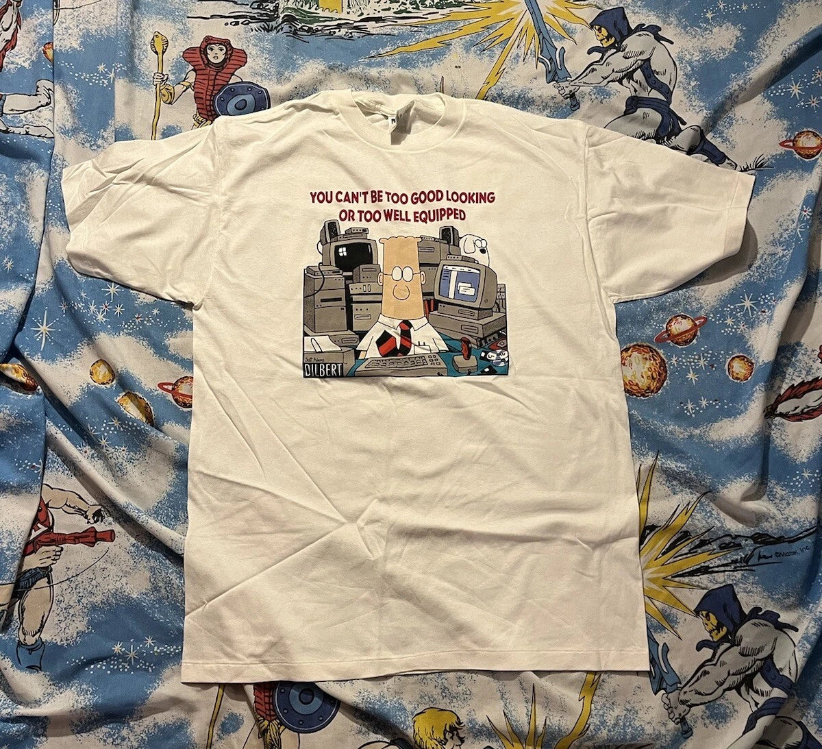 Vintage Dilbert Comics Office Humor Funny Graphic Tee Shirt White Size XL 90’s