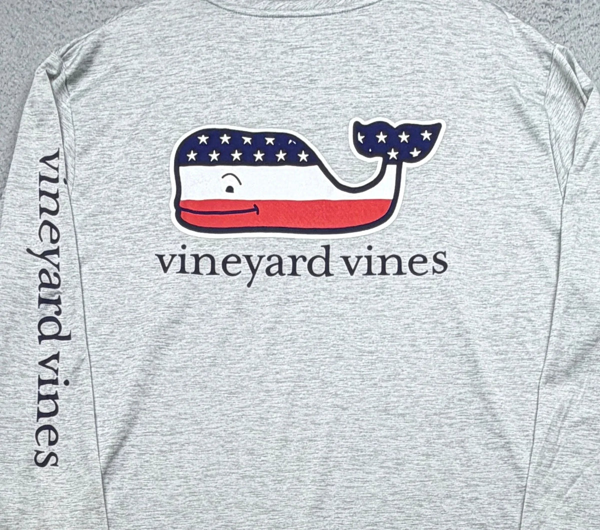 VINEYARD VINES T Shirt Mens 3XL Gray Performance American Flag Long Sleeve NWT