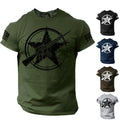 America Gun Star Men's T Shirt Rifle Flag USA Warrior Military Style Tee
