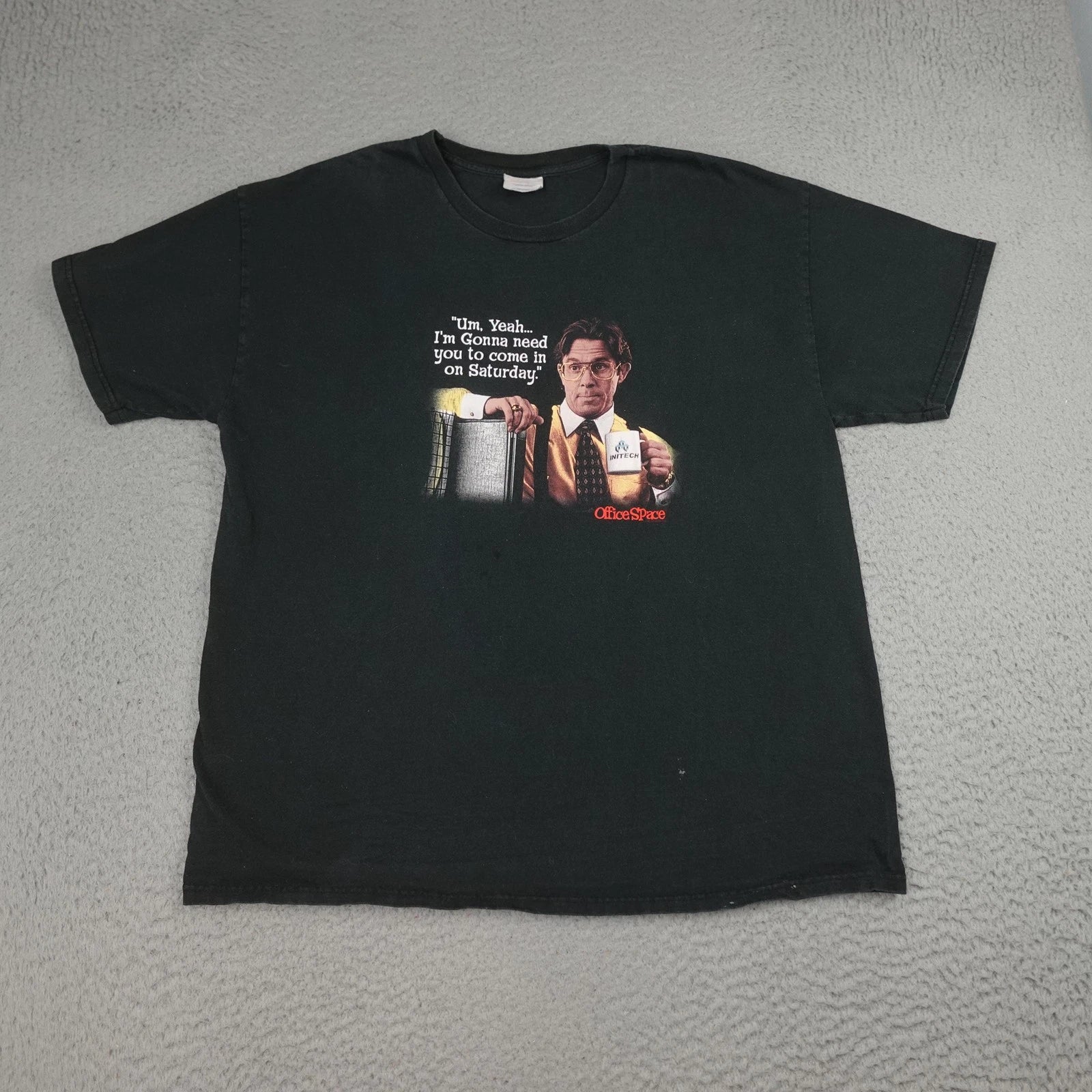 Vintage Office Space Shirt Mens XL Black Hanes Graphic Movie Bill Lumbergh