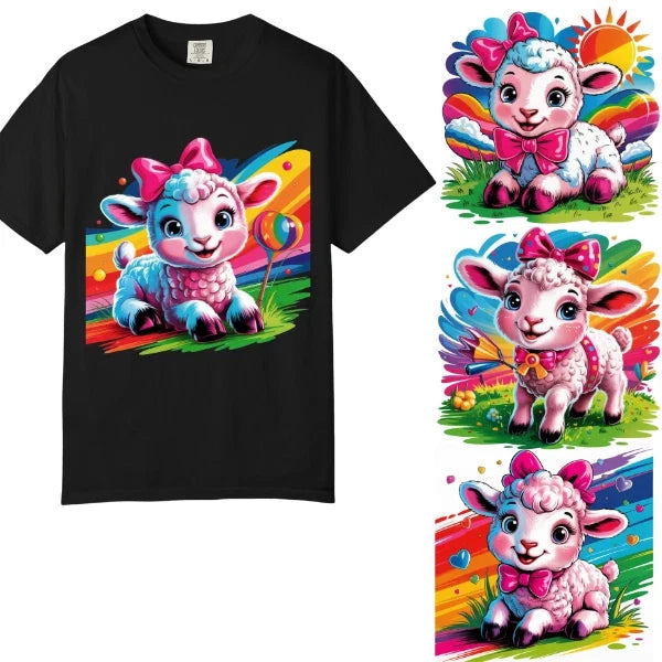 Cute Kawaii Sheep Rainbow T-Shirt, Comfort Colors T Shirt, Unisex Streetwear Tee