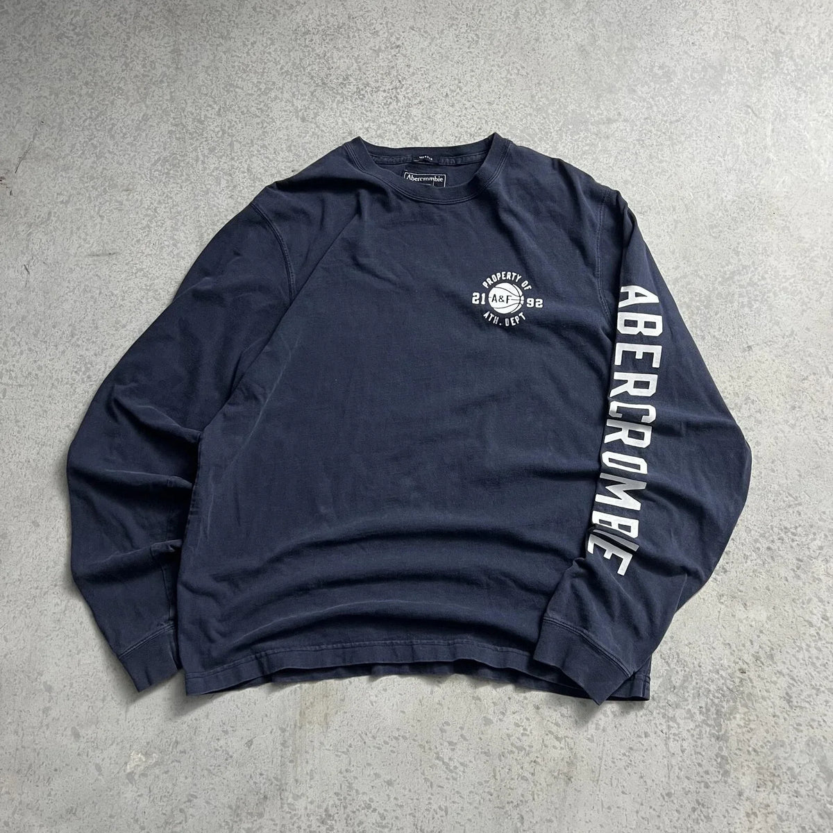 Abercrombie & Fitch Muscle Fit Long Sleeve  Shirt Mens XL Sleeve Hit Navy Y2K