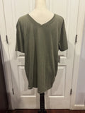 Lucky Brand Venice 2XL Burnout T Shirt Men V Neck Short Sleeve Olive Green