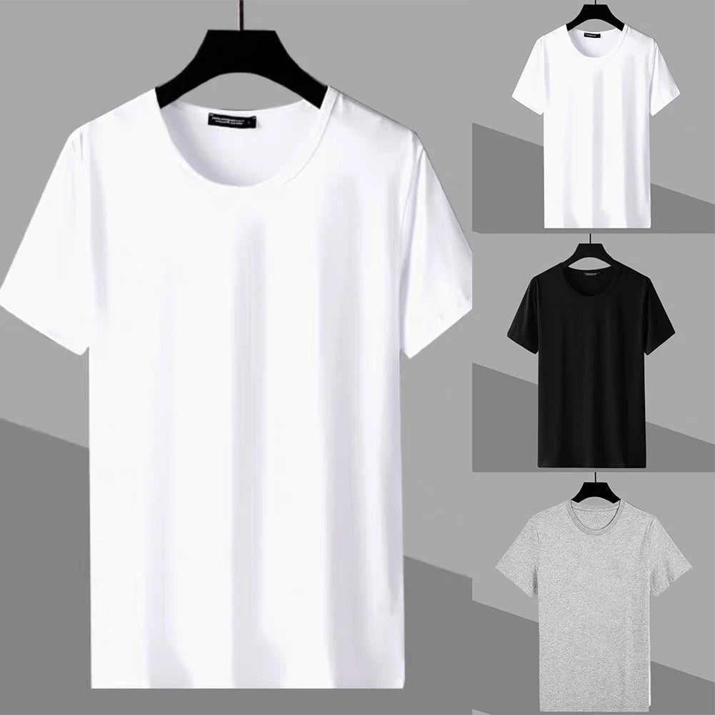 Fashionable Men's Round Neck Short Sleeve Shirts Slim Fit T Shirt Summer Top