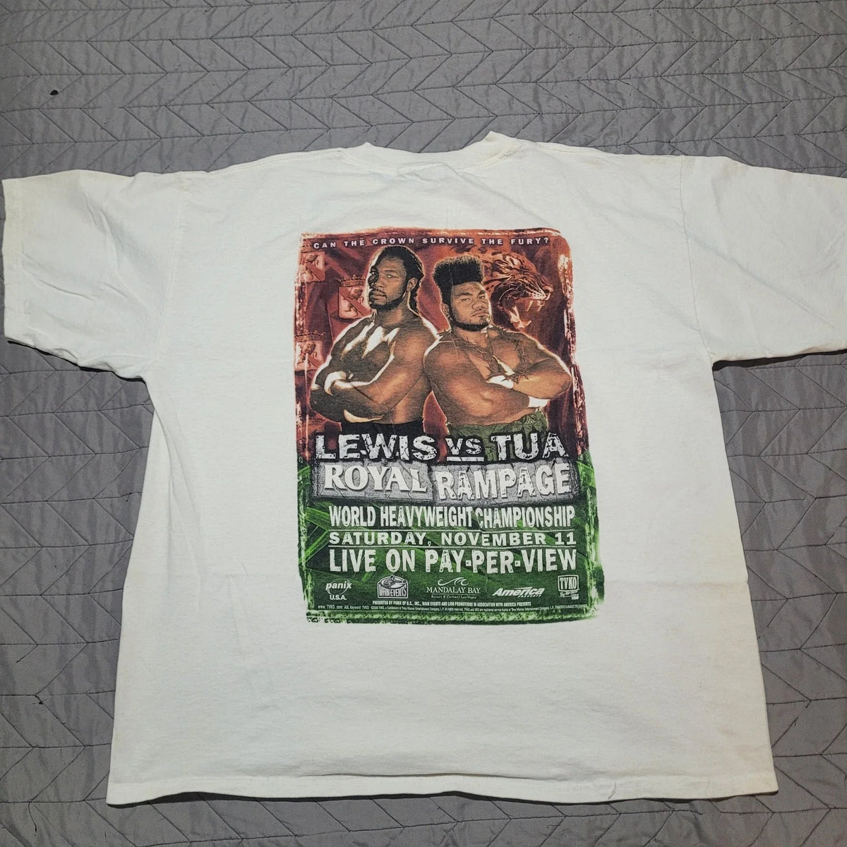 Vintage Lennox Lewis Vs David Tua Royal Rampage Boxing T-shirt 2000 Size XL