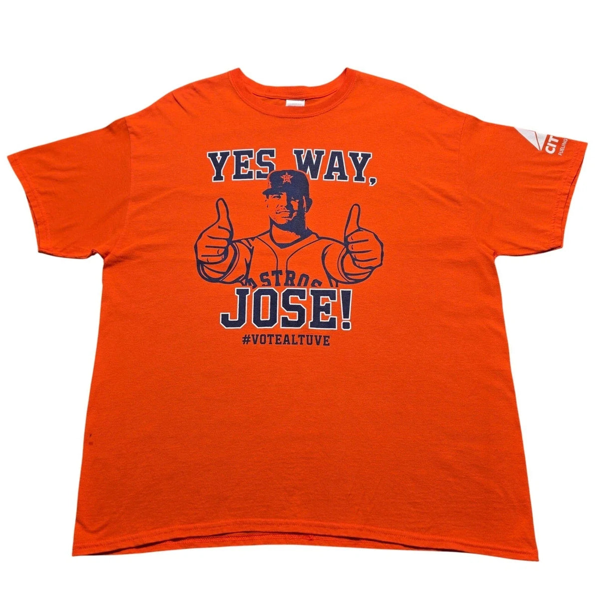 Gildan Houston Astros Jose Altuve Yes Way Jose Orange Graphic T-Shirt Mens XL