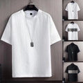 Men's Short Sleeve T-Shirt Loose Fit Splicing Texture Casual Daily Wear