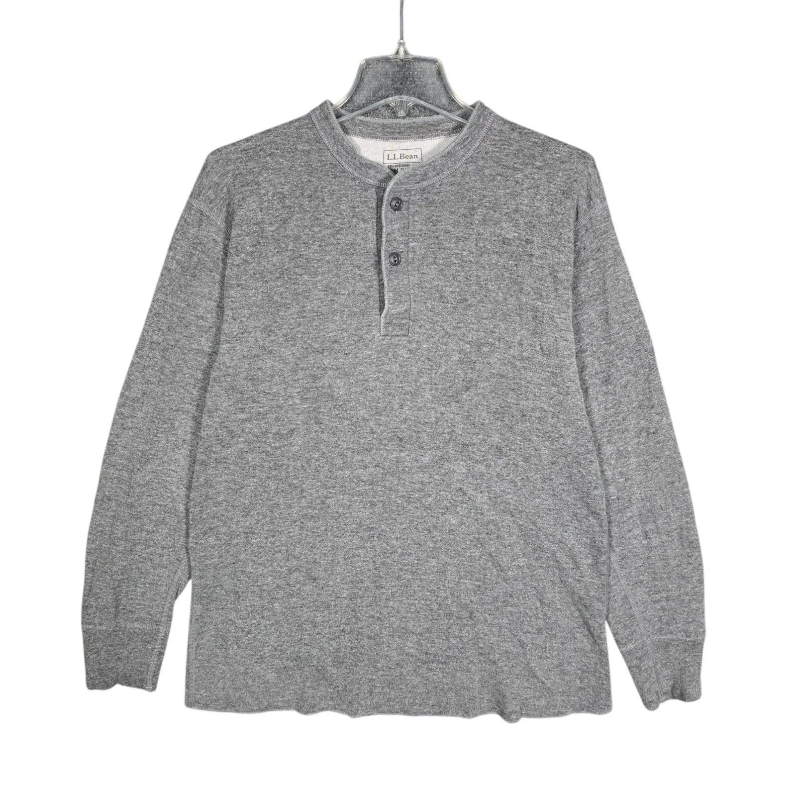 LL Bean River Driver Henley Shirt Mens Medium Long Sleeve Traditional Fit Gray