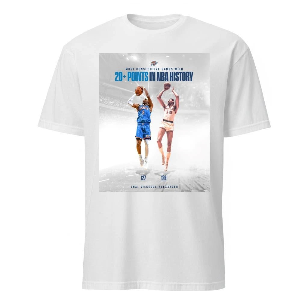 Shai Gilgeous Alexander OKC Thunder Most Consecutive Games With 20+ Points In NBA History Shirt