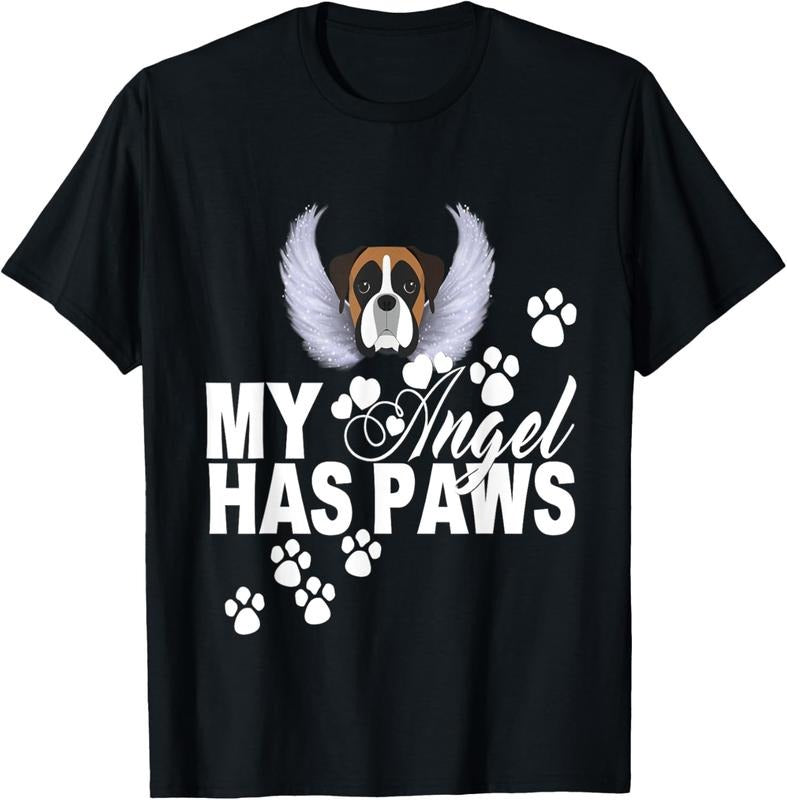 shirts Boxer Dog Gift My Angel Has Paws Love Memorial Pet Mom Dad T-Shirt Hoodie, Sweatshirt | HypeDripTees.com