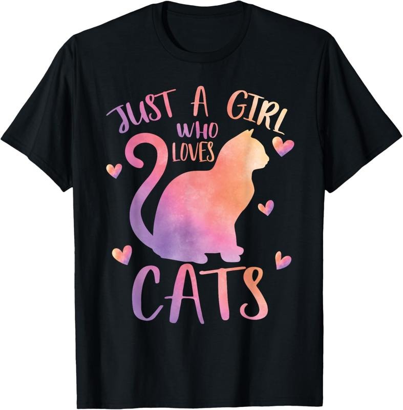 shirts Just a Girl Who Loves Cats Watercolor Cat Love Cute Mom T-Shirt Hoodie, Sweatshirt | HypeDripTees.com