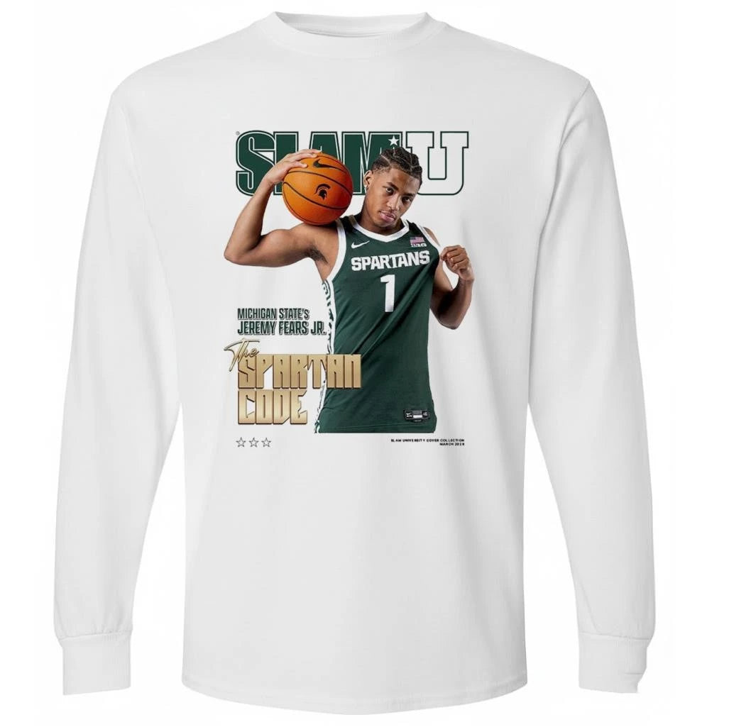 SLAMU Michigan State Spartans Jeremy Fears Jr The Spartan Code Magazine Cover Shirt