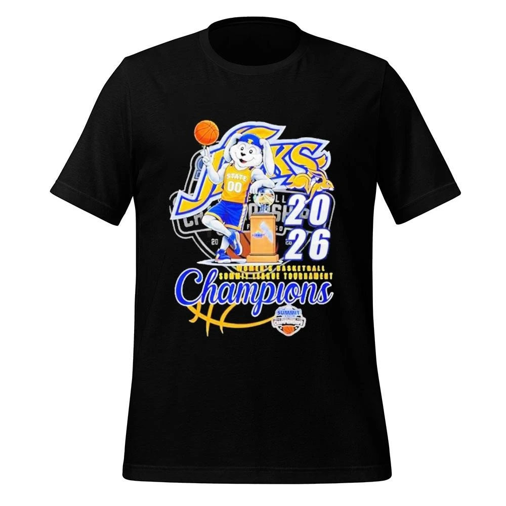 South Dakota State Jackrabbits 2026 Summit League Women’s Basketball Tournament Champions Mascot Shirt