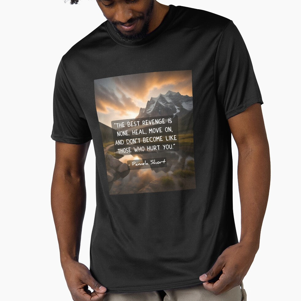 THE BEST REVENGE IS NONE | Inspirational Mountain Landscape Art | Healing & Growth Wisdom Quote Graphic by SergioMiklos