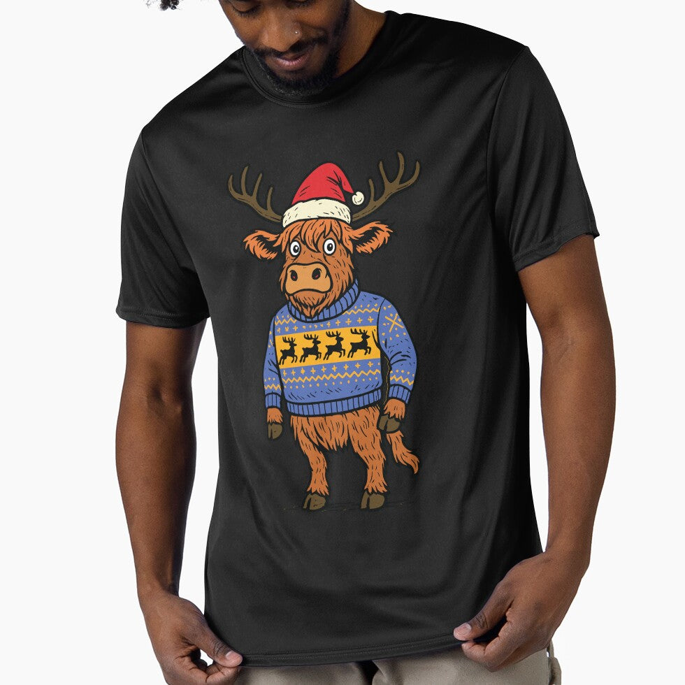 Cute Highland Christmas Cow Sticker Classic T-Shirt by BambaKchula