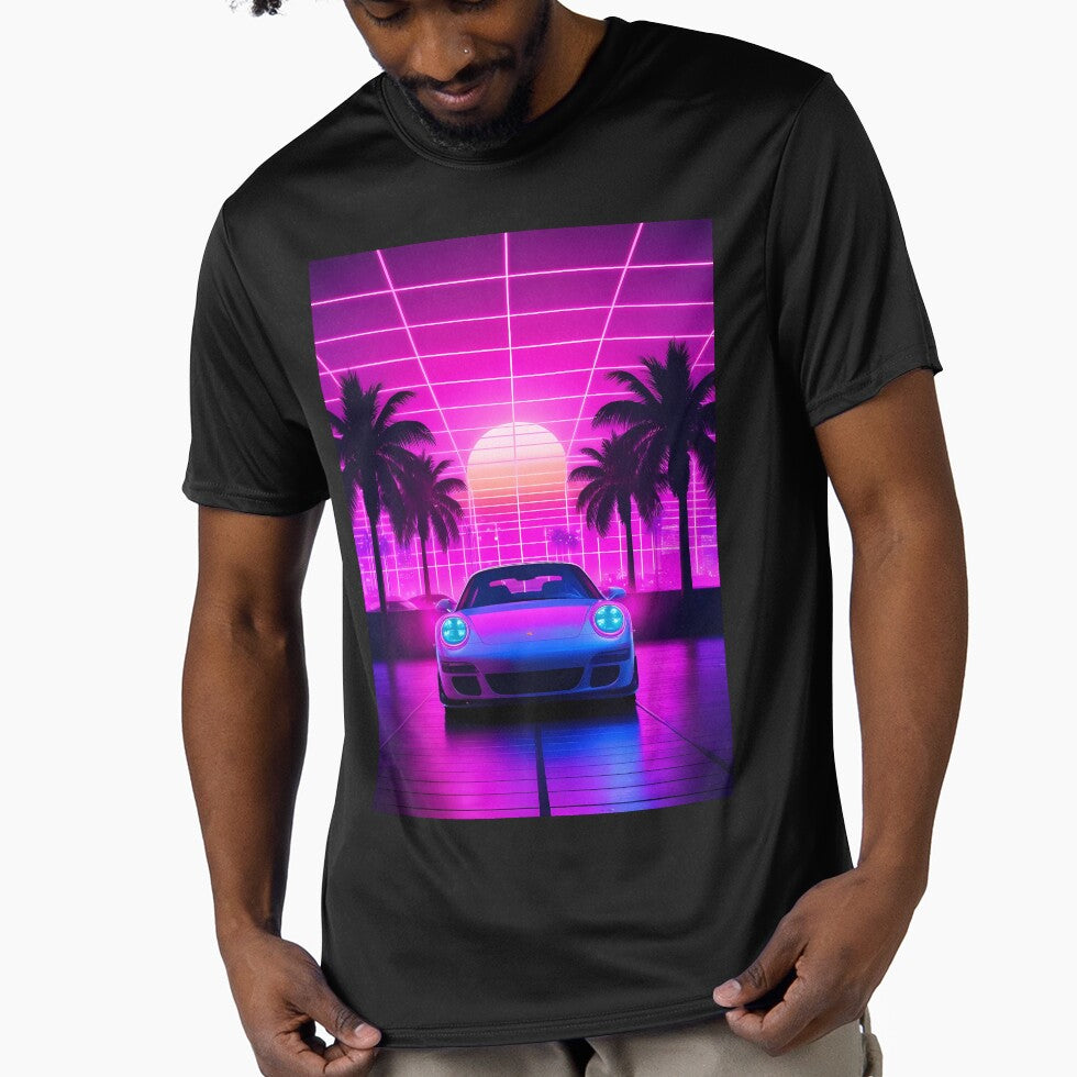 Retro Neon Car with Palm Trees by ElmoCreates