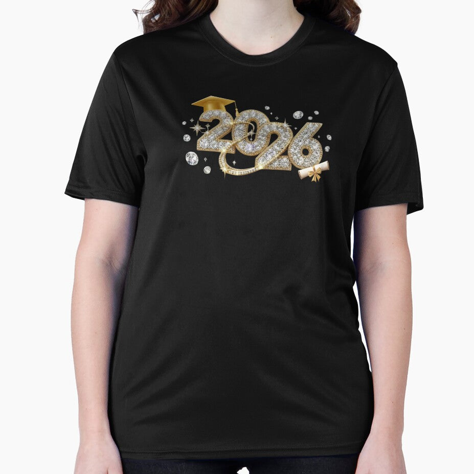 Graduate 2026 (Offset) with Diamond Embellishment, Stars & Gold Graduation Hat by JeweledDesigns