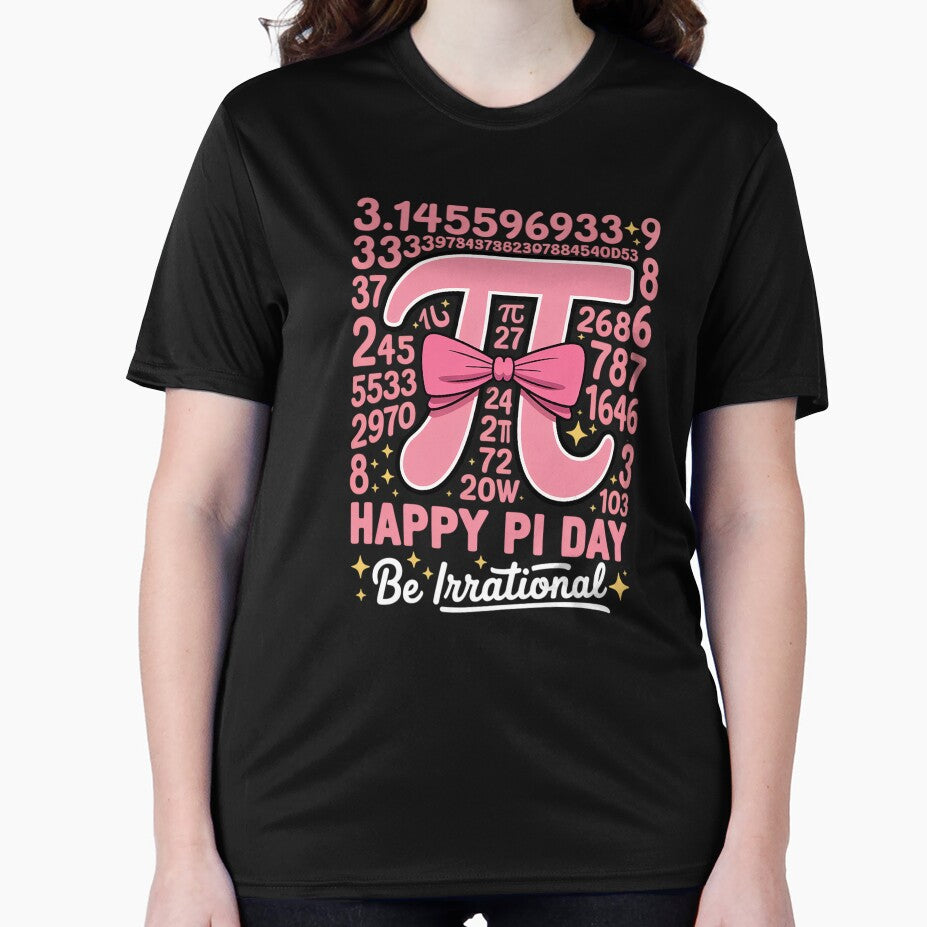 Happy Pi Day Be Irrational Girls Bow Math Teacher Women Pi by SIGORDESIGN