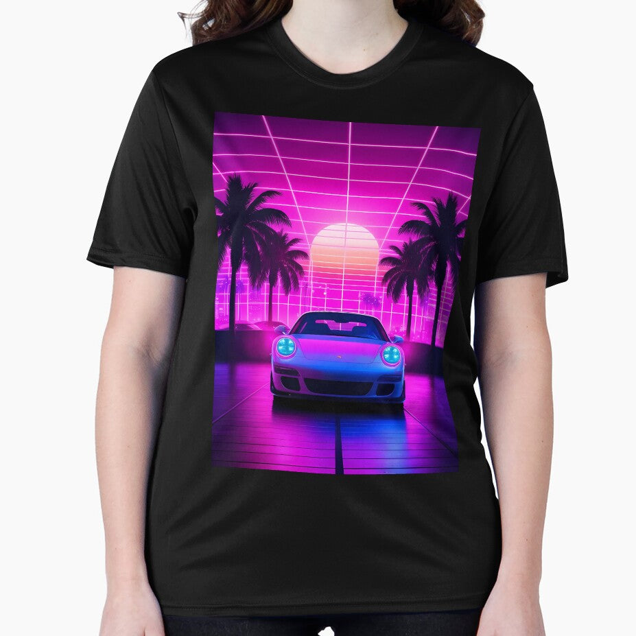 Retro Neon Car with Palm Trees by ElmoCreates