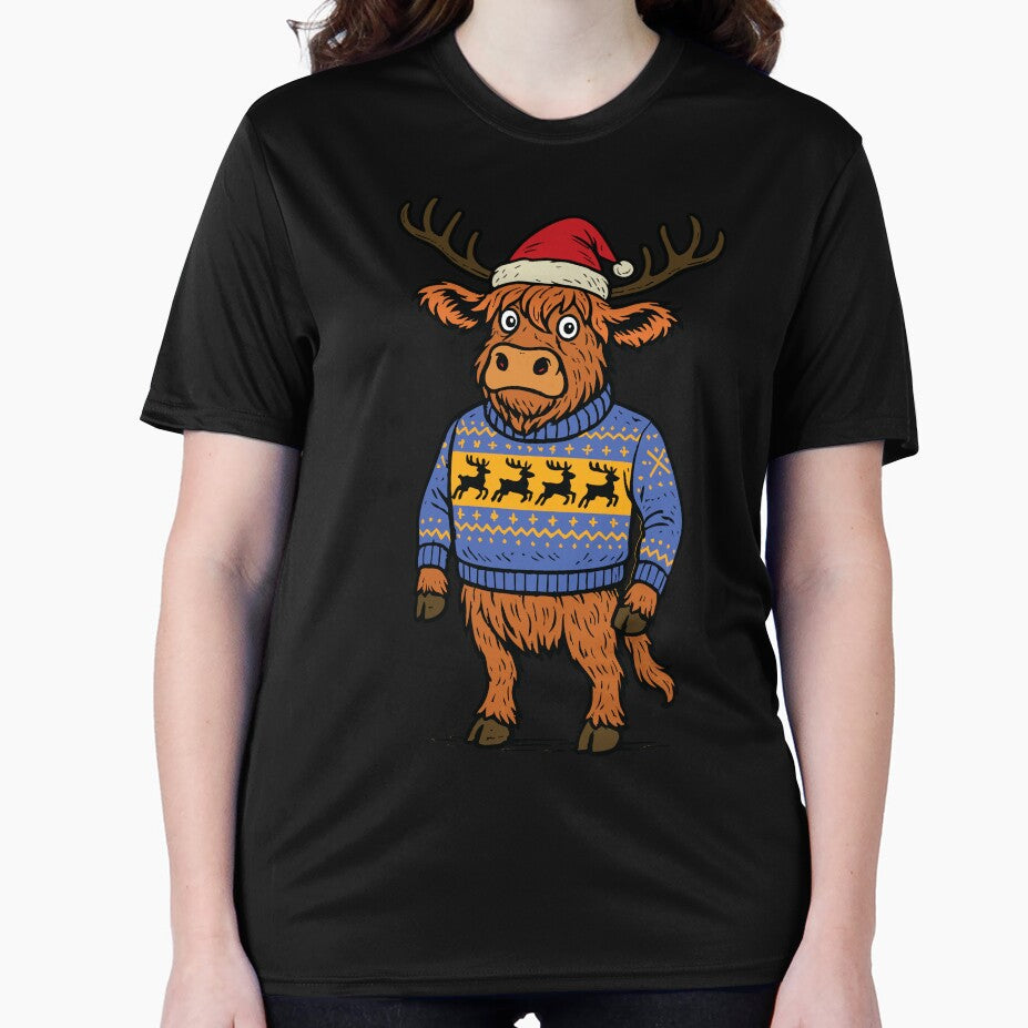 Cute Highland Christmas Cow Sticker Classic T-Shirt by BambaKchula