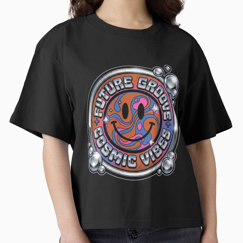 Future Groove – Retro Cosmic Vibes Smiley Design by KAYJAY DESIGNS