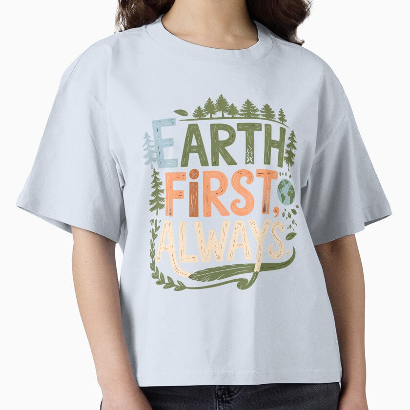 Earth First Always – Woodland Style Hand Drawn Eco Forest Message by Taans-Creation