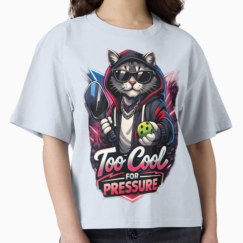 Too Cool For Pressure Cat Pickleball Neon Art by Xemora