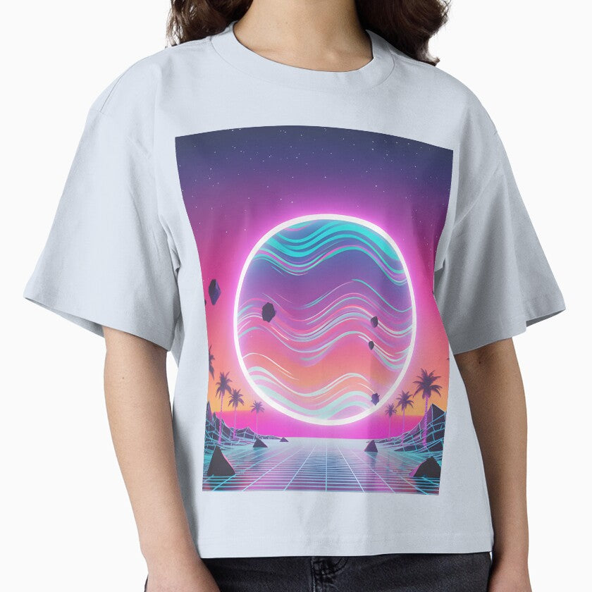Vaporwave Sunset Glow: Retro 80s Synthwave Grid | Aesthetic Retrowave Planet Palms by VibranPalette