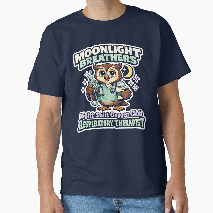 Funny Owl Respiratory Therapist Night Shift Oxygen Club Retro Mascot Sticker | Moonlight Breathers RT Design by ClinicalHubs