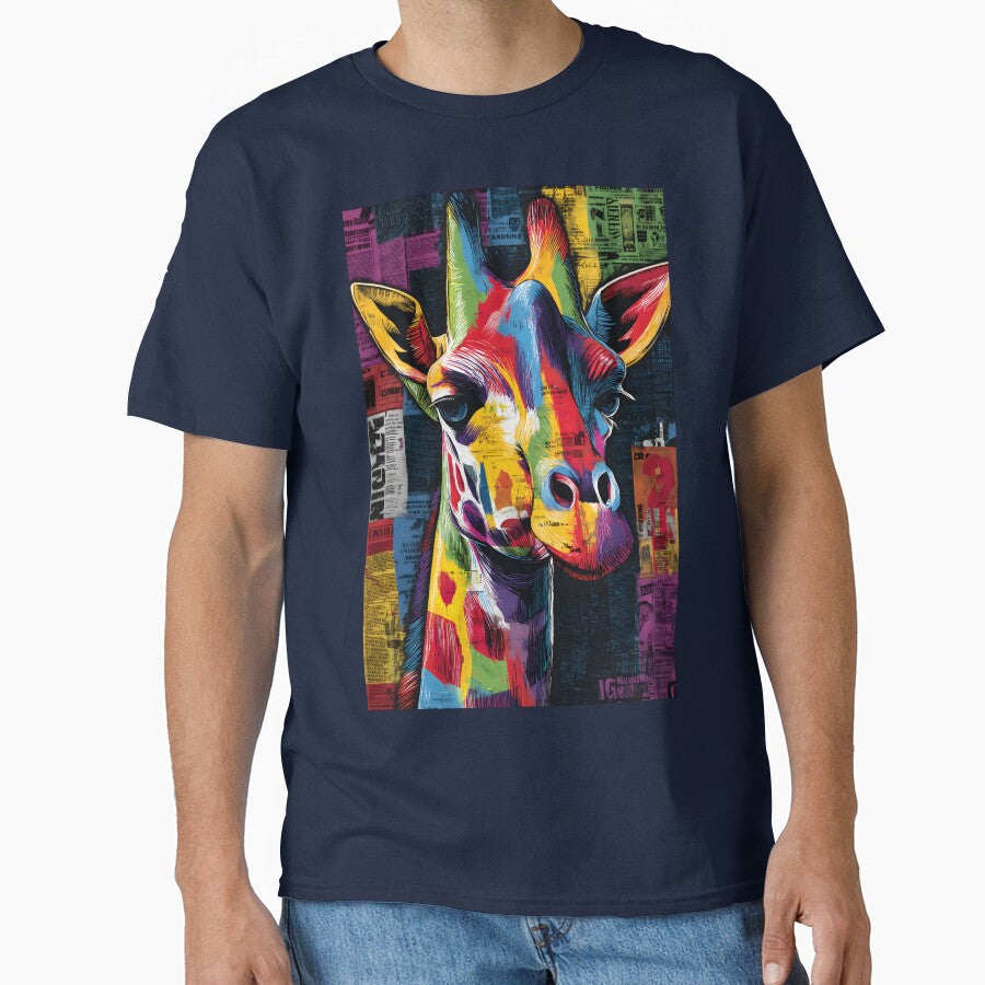 Bold Giraffe Spirit - Dynamic Multicolored Wildlife Artwork with Textured Background by OlfactoART Studio