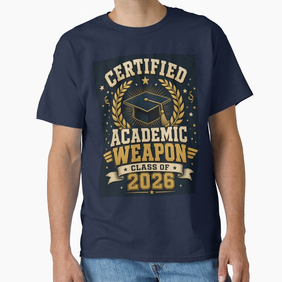 Certified Academic Weapon Class of 2026 – Vintage Graduation Art | Grad Gift by irfanshikh