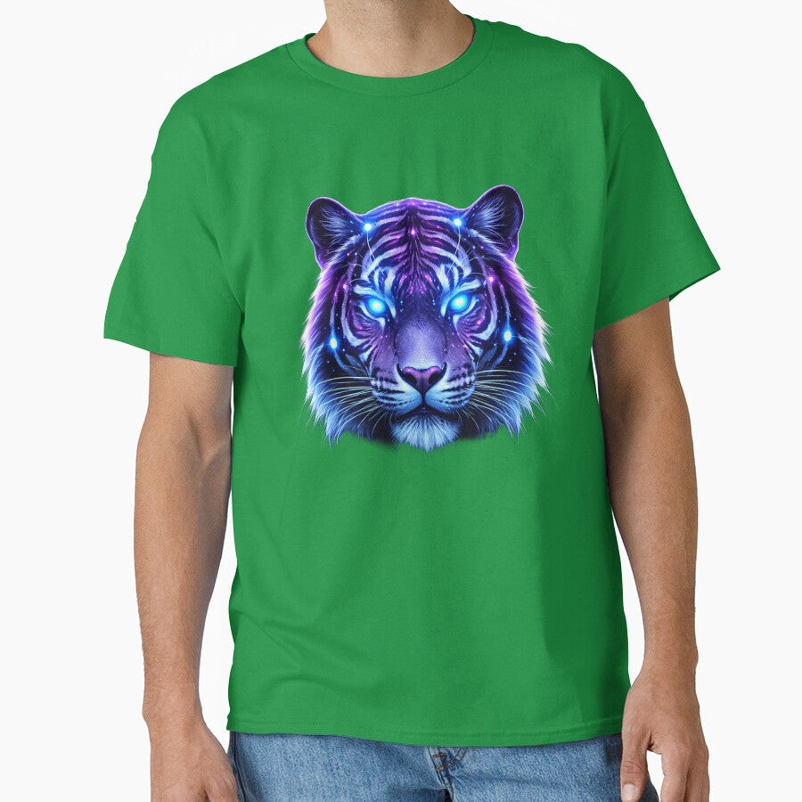 Futuristic Neon Cyber Tiger Glowing Cyberpunk Animal Illustration by inkvera9