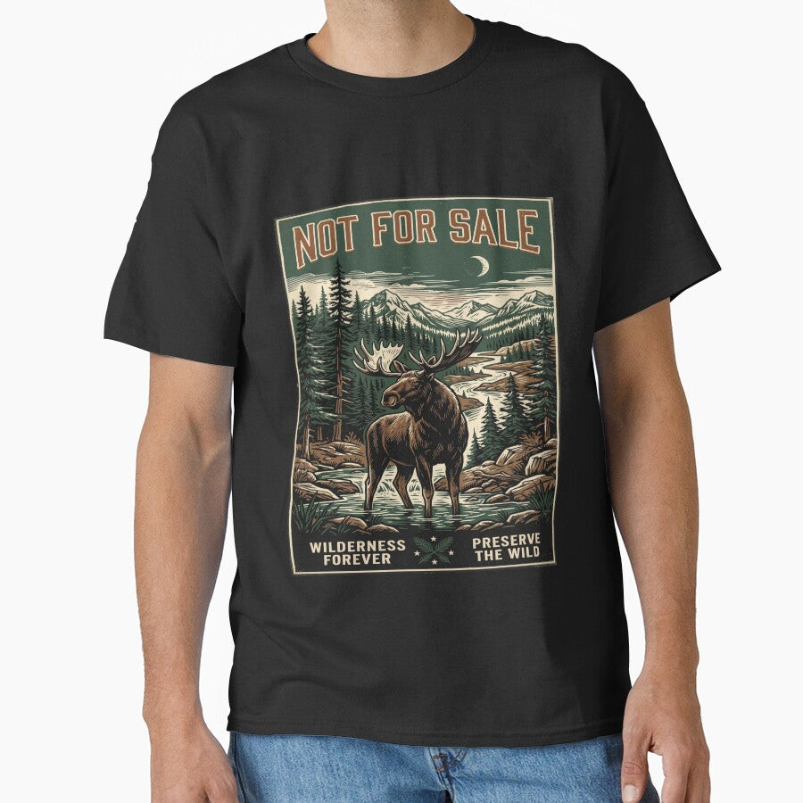 Moose Art Print — Wilderness Is Not For Sale — Conservation Wildlife by MālamaThreads