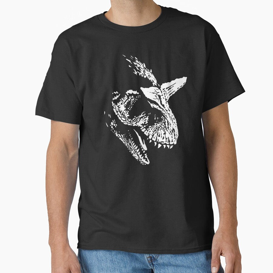 Carnotaurus Roaring Dinosaur Black & White by Woman's Intimacy