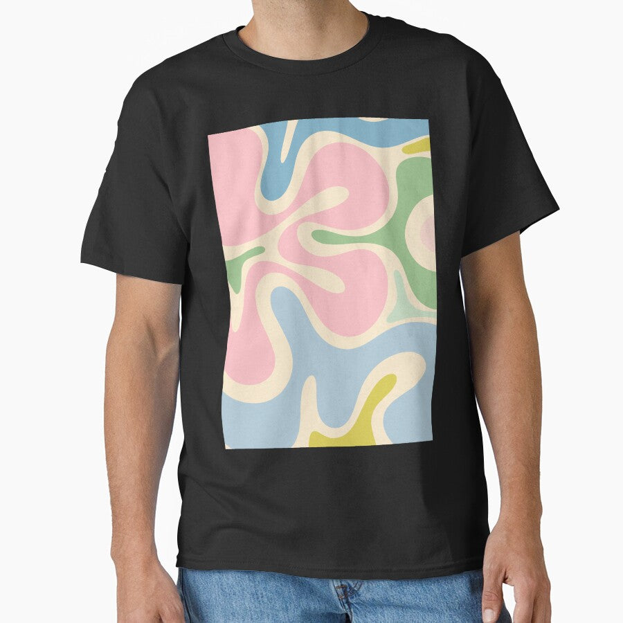 Smooth Contours Retro Modern Abstract Pattern Pastel Pink Blue Green Cream by kierkegaard