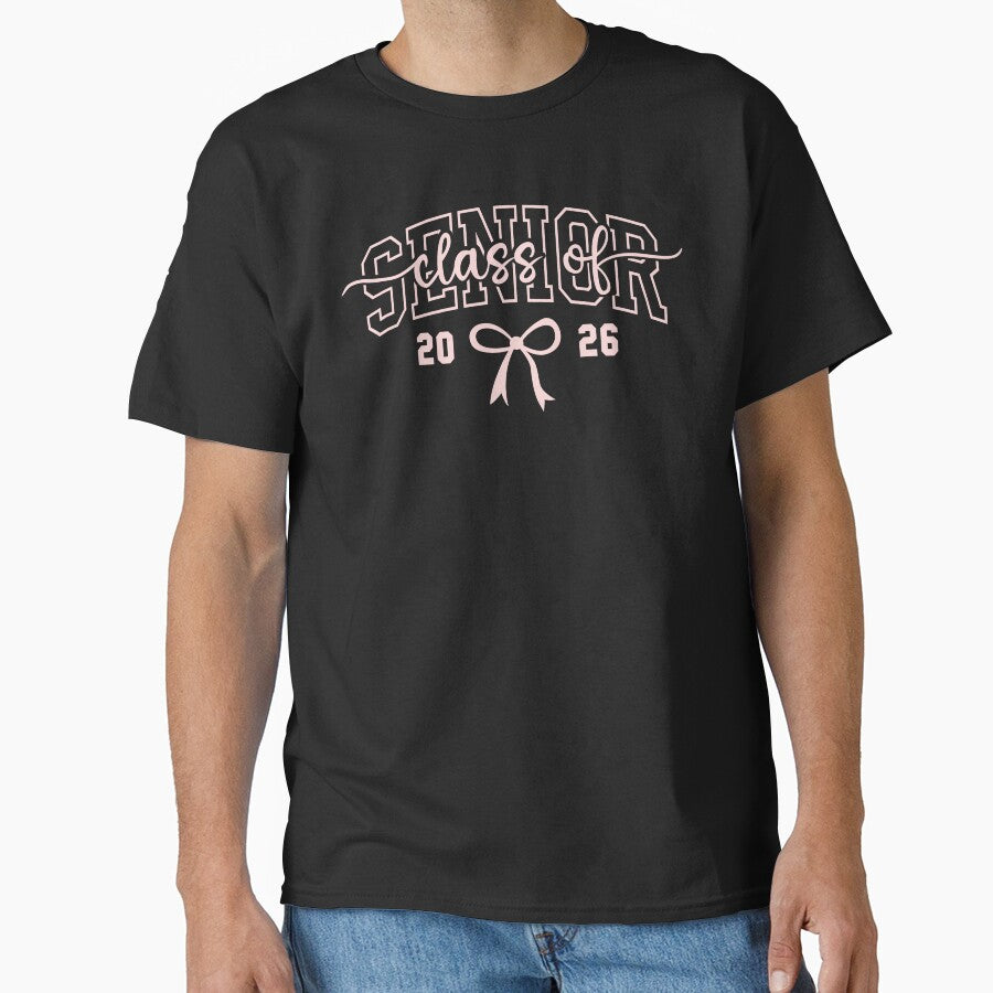 Class Of Senior 2026 Pink Bow Graduation Coquette Classic T-Shirt by MichaelAdamArt