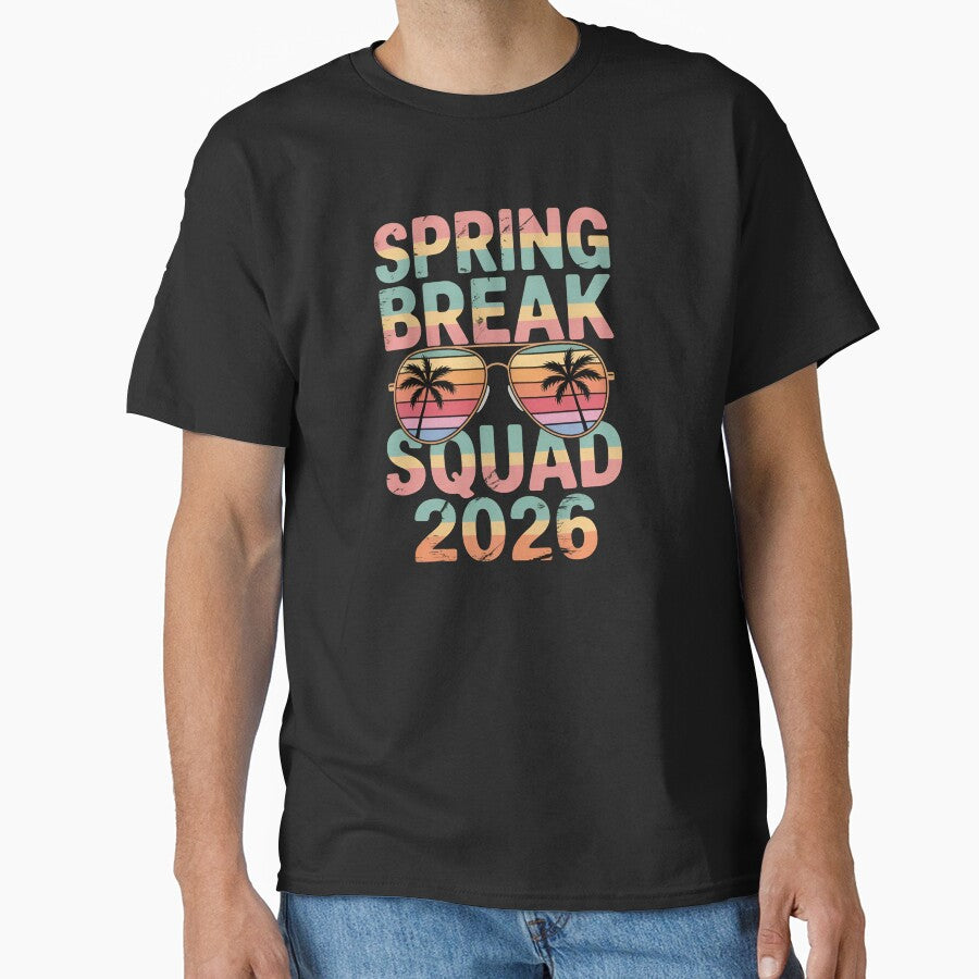 Spring Break Squad 2026, Retro Sunset Palm Trees Vacation Trip Matching Group by Zizo-DR44