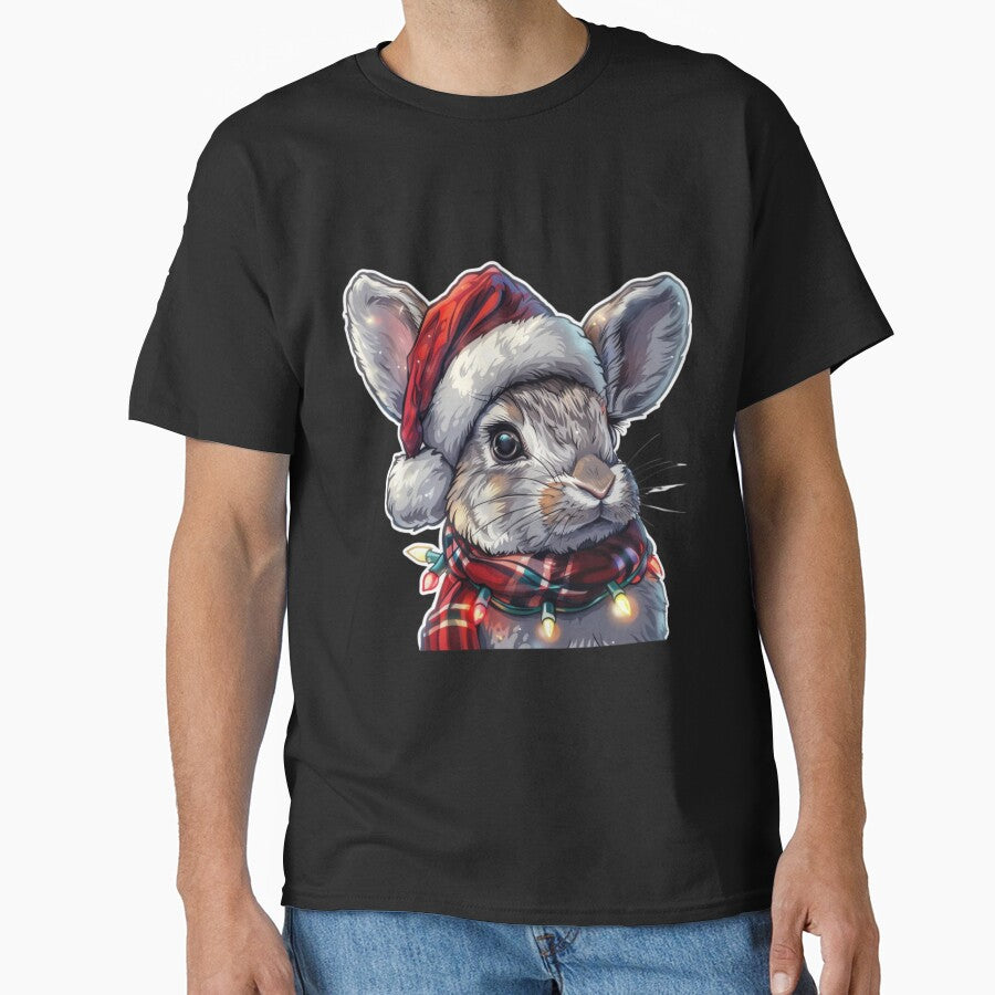 Hyper Realistic Rabbit with Christmas Lights, Santa Hat, and Scarf by tjnextgen99