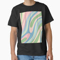 Wavy Loops Retro Abstract Pattern Pastel Blue Pink Green by kierkegaard