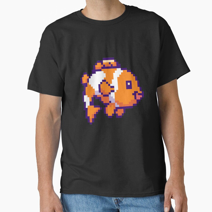Pixel clownfish in orange and white by PixelMarrero