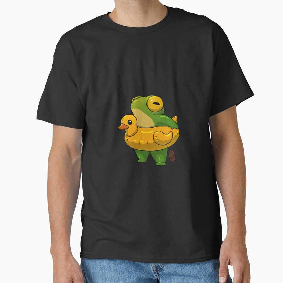 cute summer time ducky frog swimming pool floatie artwork asian style by DingHuArt