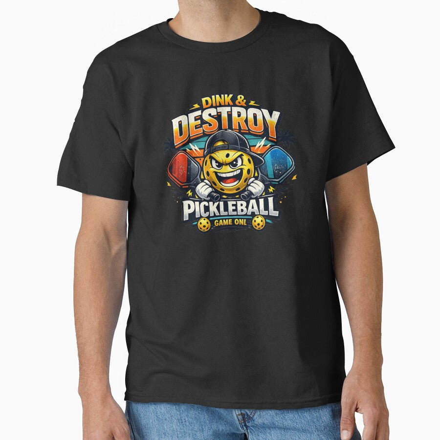 Dink & Destroy Pickleball Shirt | Funny Pickleball Player Gift | Retro Pickleball Graphic Tee by PickleballPulse