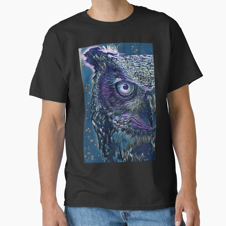 Glowing Midnight Art Portrait Great Horned Owl Bird Face by TheWildFlix